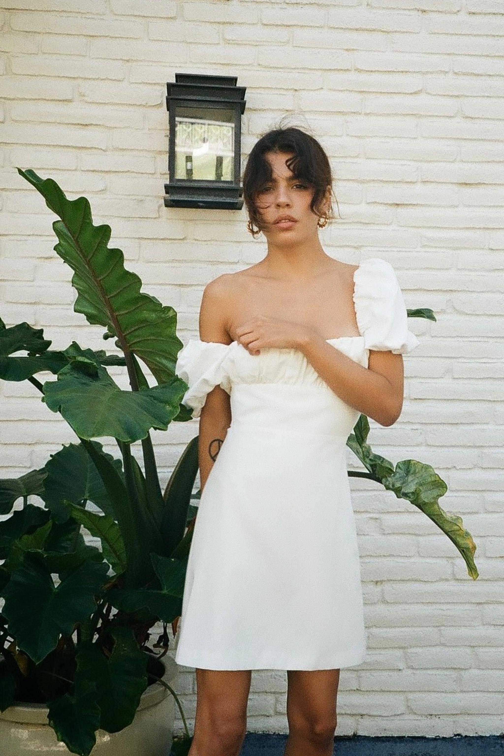 LINEN BLEND DRESS White ZARA United Kingdom
